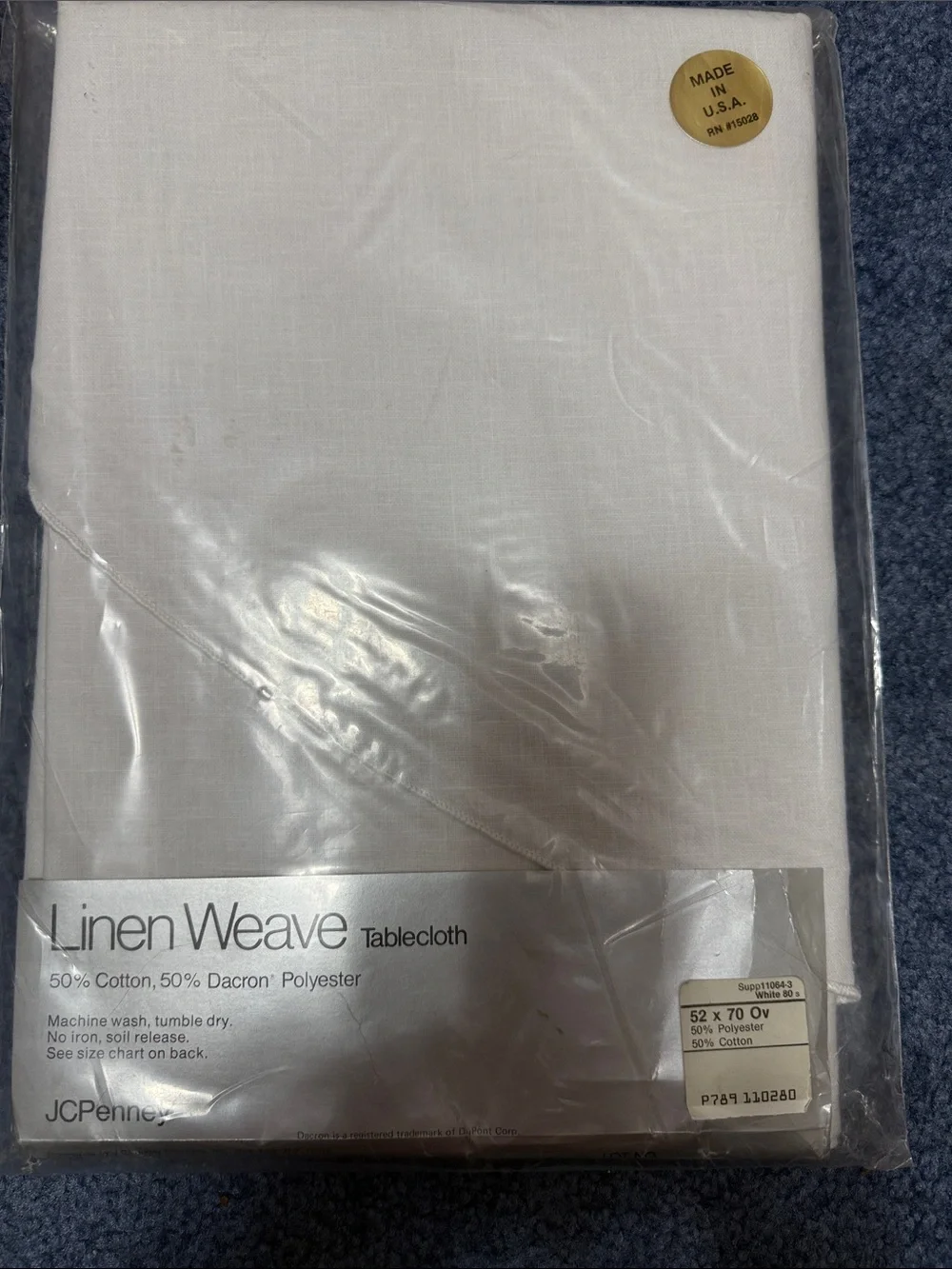 jcpenney White Linen-Weave Tablecloth 52X70 OV